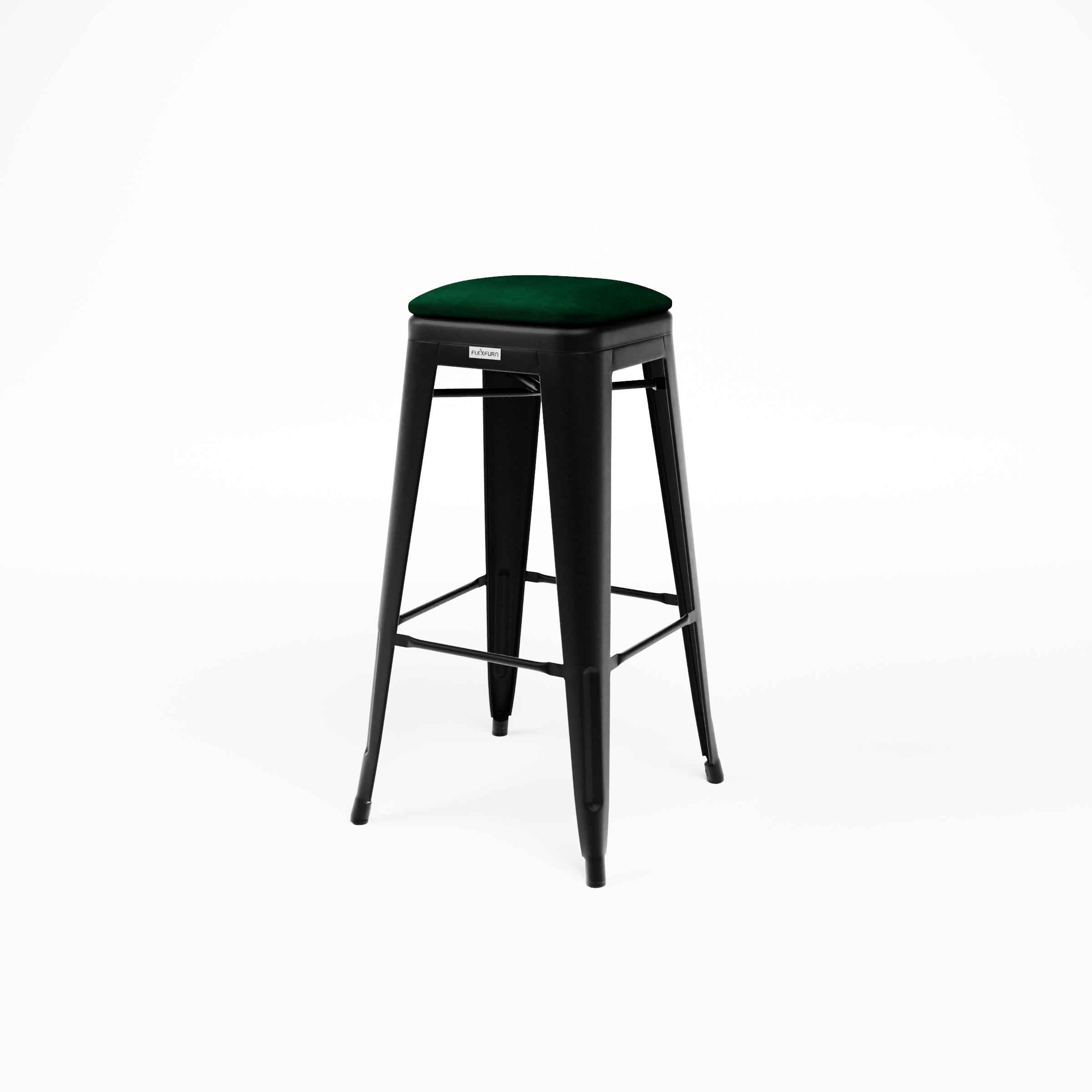 Steel velour bar stool with seat cushion